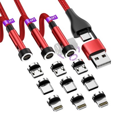 HanCenDa Magnetisches Ladekabel mit 540° Drehung, 3er-Pack [3ft/6ft/10ft], USB