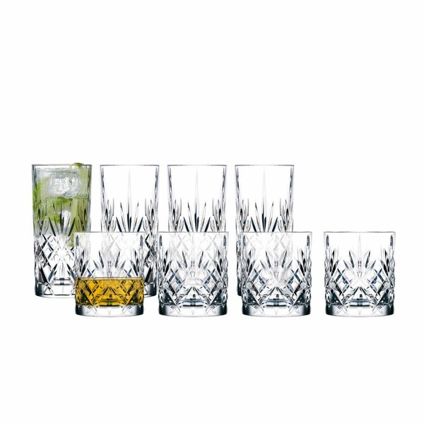 Lyngby Glas Whisky/Highball-Glas Set Melodia 8-Tlg., Klar, 310 / 360 Ml, 36058-image