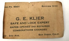 Old Business Card Safe & Lock Expert San Diego California
