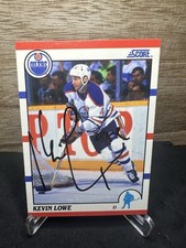 1990 Score Kevin Lowe #170 Edmonton Oilers Hockey Card In-Person ON-CARD AUTO