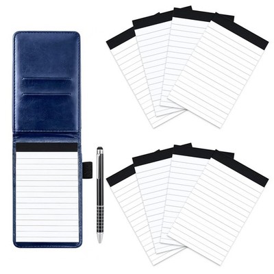 10 Pieces Small Notepad Holder Set Leather Pocket Notebook with Pen Mini Pock...