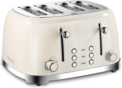4 Slice Toaster  Retro Stainless Steel with Bagel Defrost Cancel Function, 6 Bro