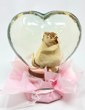 Forever Rose In Glass Ball Water Dome Globe Large Real Rose 7" Pink Trim