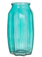 Inna-Glas Kleine Blumenvase Amory Aus Glas, TüRkis-Klar, 22 Cm, Ø 12 Cm