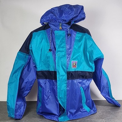 Jeantex Regenjacke 46 48 Windbreaker Kapuze Türkis Blau Vintage 90er Top Zustand