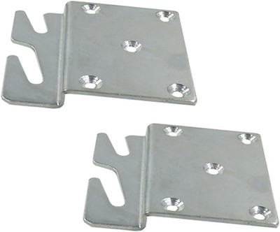 2PCS Adjustable Wood Bed Headboard Brackets Bed Rail Hook Plate Silver Metal
