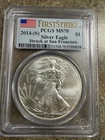 2014-S  $1 American Silver Eagle PCGS MS70 - First Strike! SAN FRANCISCO