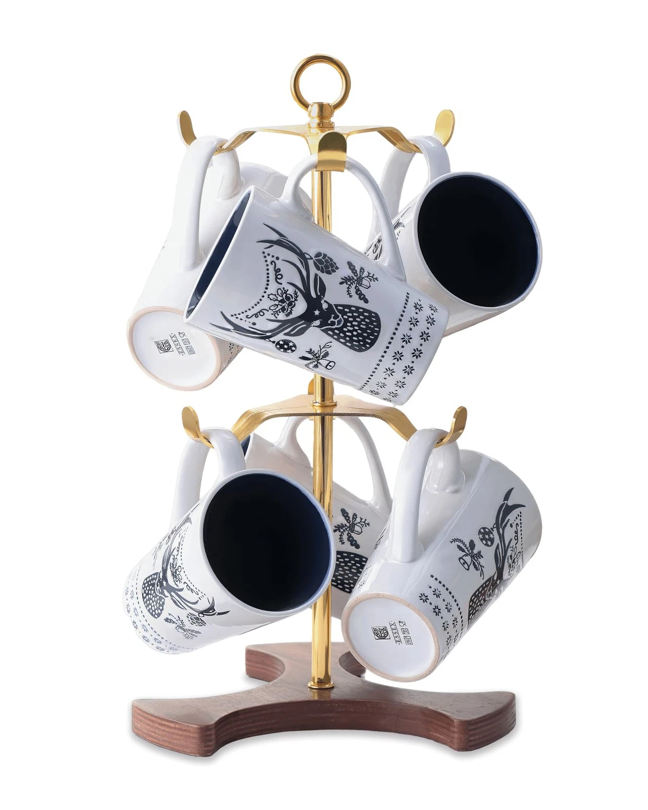 Gold Mug Holder Tree for Countertop | 2-Tier Coffee Mug Rack Holds 6 Large Mu...