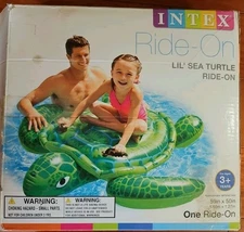 Giant Inflatable TURTLE Ride On Pool Swimming Float Kids Toy Raft Water Beach