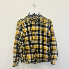 Primark Shirt Mens Small Yellow Check Long Sleeve Button Up 100% Cotton Regular