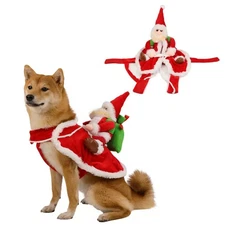 Christmas Pet Costume, Santa Rider Style Cloak for Cats & Dogs Costume, S/M/L