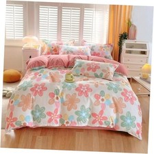 Pink Bedding Duvet Cover Sets Flowers Printed Pattern Twin Pink Green