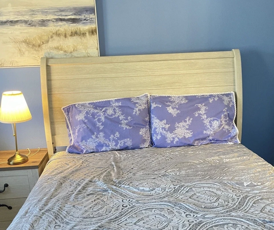 Funda de almohada cuadrada azul y blanca 100 % algodón con cordones laterales nueva sin etiquetas Foto 2 de 3