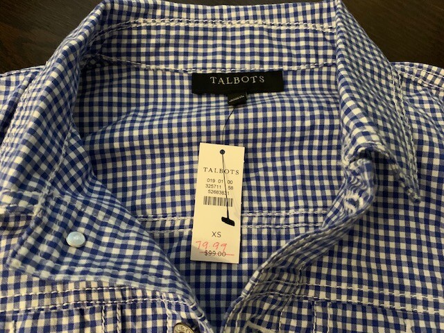 New w/ Tag Blue & White Gingham Check Jacket Women's Size XS