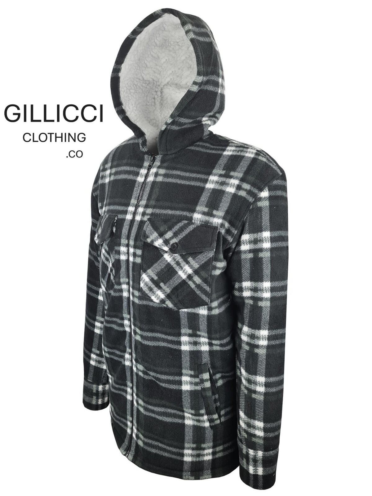 ABRIGO CAMISA DE INVIERNO GILLICCI ACOLCHADO CÁLIDO DE LANA GRUESA FORRADA CON CAPUCHA LEÑADOR