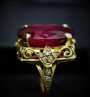4Ct Oval Cut Lab Created Ruby Women's Engagement Ring 14K Yellow Gold Finish