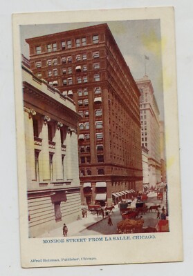 Vintage Postcard - Monroe Street from La Salle, Chicago, unused - Holzman Pub