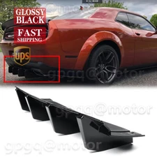 For Dodge Challenger SRT 15-2023 Gloss Black Rear Bumper Lip Diffuser Shark Fins