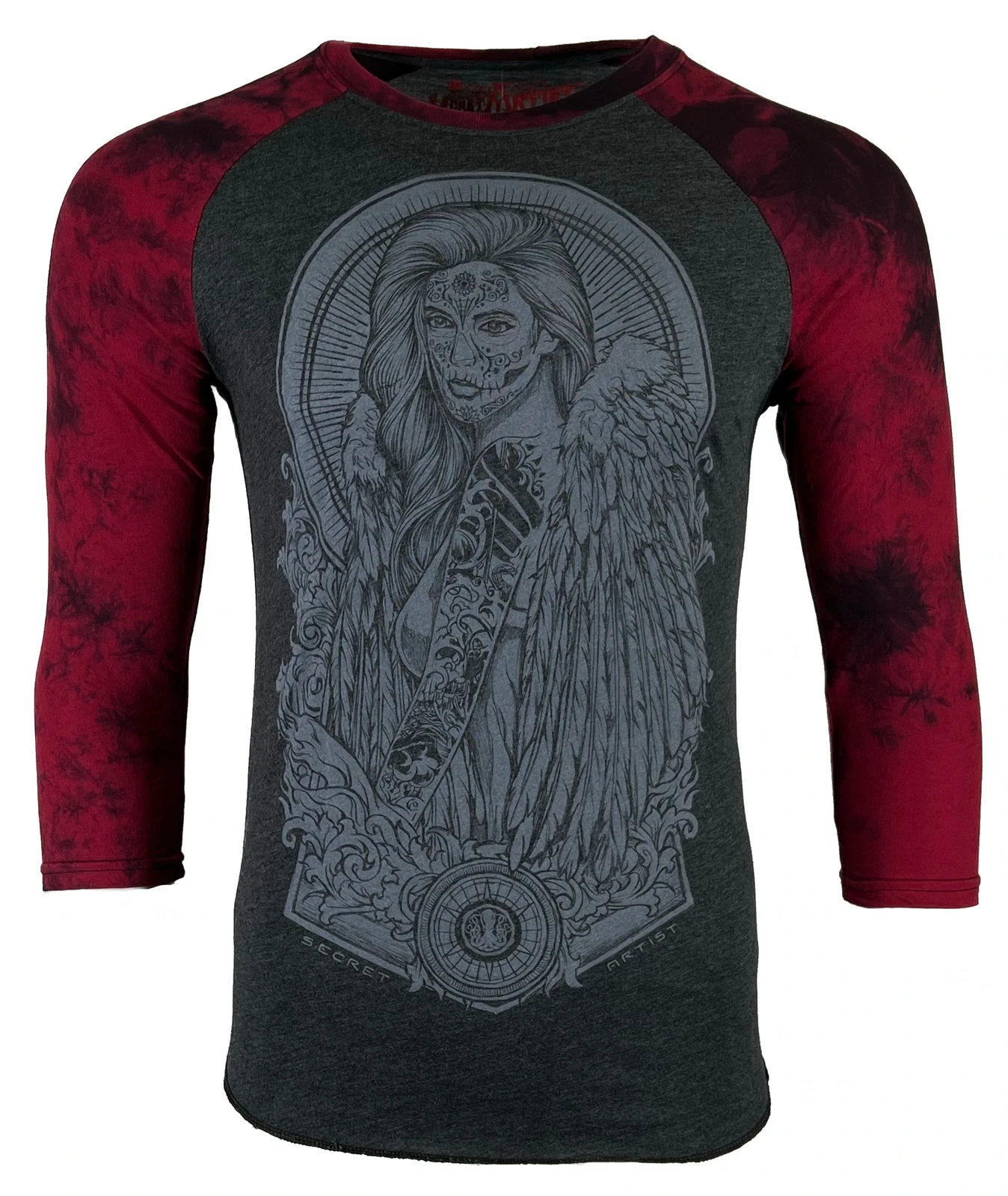 Secret Artist by Affliction Men's T-shirt SUGAR ANGEL SKETCH 3/4 Raglan
Opens in a new window or tab