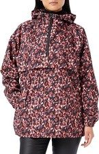 Core 10 Women's Over-the-head Water Resistant Hooded Jacket, Pink, Cheetah, S