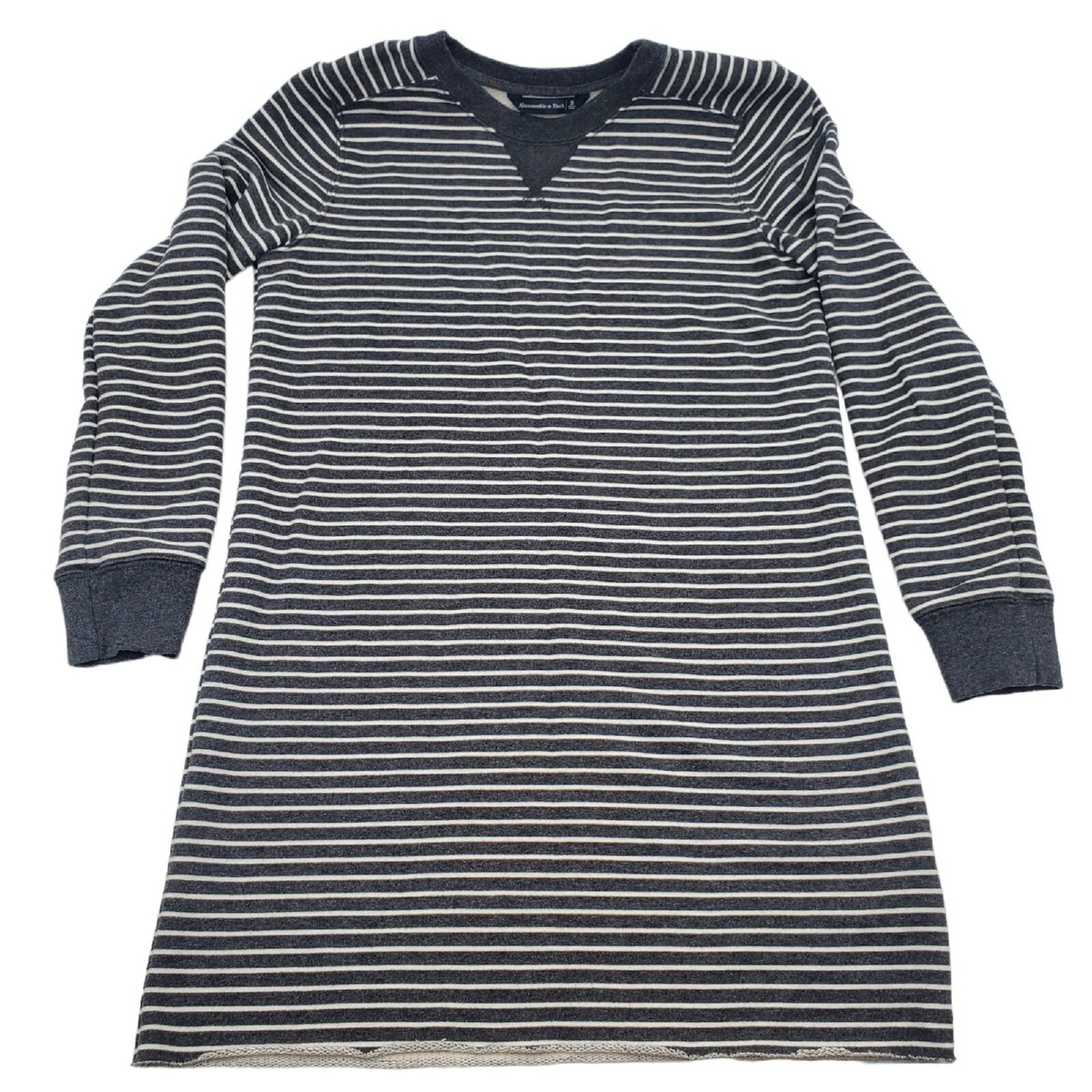 grey striped sweater dress Abercrombie & Fitch Womens Size S White Long Sleeve crochet