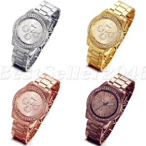 Women-039-s-Men-039-s-Rhinestone-Dial-Stainless-Steel-Luxury-Quartz-Analog-Wrist-Watch