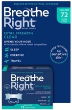 Breathe Right Nasal Strips to Stop Snoring, Drug-Free, Extra Clear 72 Count 
