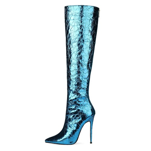 Sexy Mujer alta Stilettos Tacón Charol Botas Altas Rodilla Zapatos Puntera  En Punta | eBay