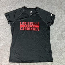 Louisville Cardinals Women Shirt Medium Black Adidas Short Sleeve Tee Rowing