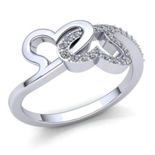 0.15ct Genuine Round Diamond Ladies Heart Promise Anniversary Ring 10K Gold