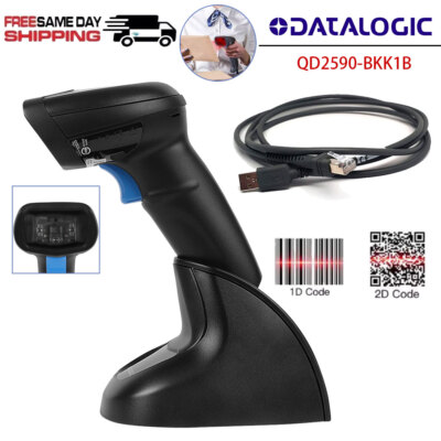 Datalogic QuickScan QD2590-BKK1B 2D Portable Barcode Scanner W/ USB Cable+Base