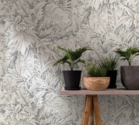 Tapete Vlies Floral BläTter Dschungel Grau Weiß Botanica 33308 (5,53€/1Qm)
