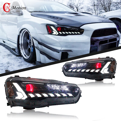 HC Motion LED Head Light For Mitsubishi Lancer EVO X CF 08-17 Start Up Animation