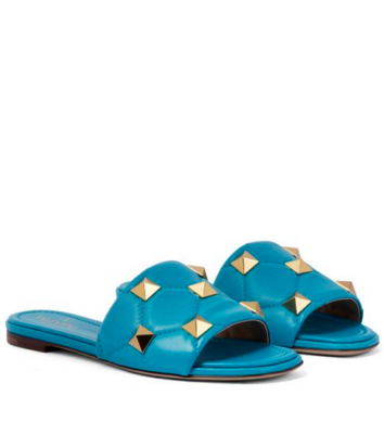 Valentino Roman Rockstud Slides Size 12 NWT Roman Stud leather slides in black - Valentino Garavani  main image 4