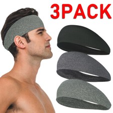 3PACK Womens Mens Wide Sport Yoga Headband Sweat Sweatband Gym Stretch Head Band