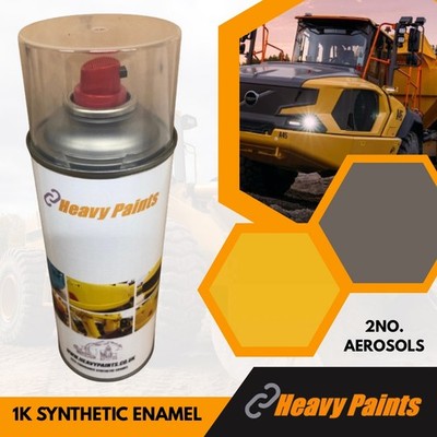 Atlas Copco Kompressor gelb & grau Lack Endurance Emaille Lack 400ml Aerosole