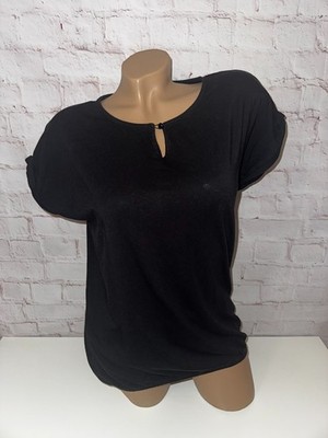 G!NA GINA Collection Shirt schwarz mit Knopf & Gummibundsaum Größe 38