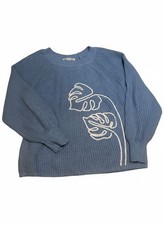 Tommy Bahama Blue Sweater with White Leaf Design