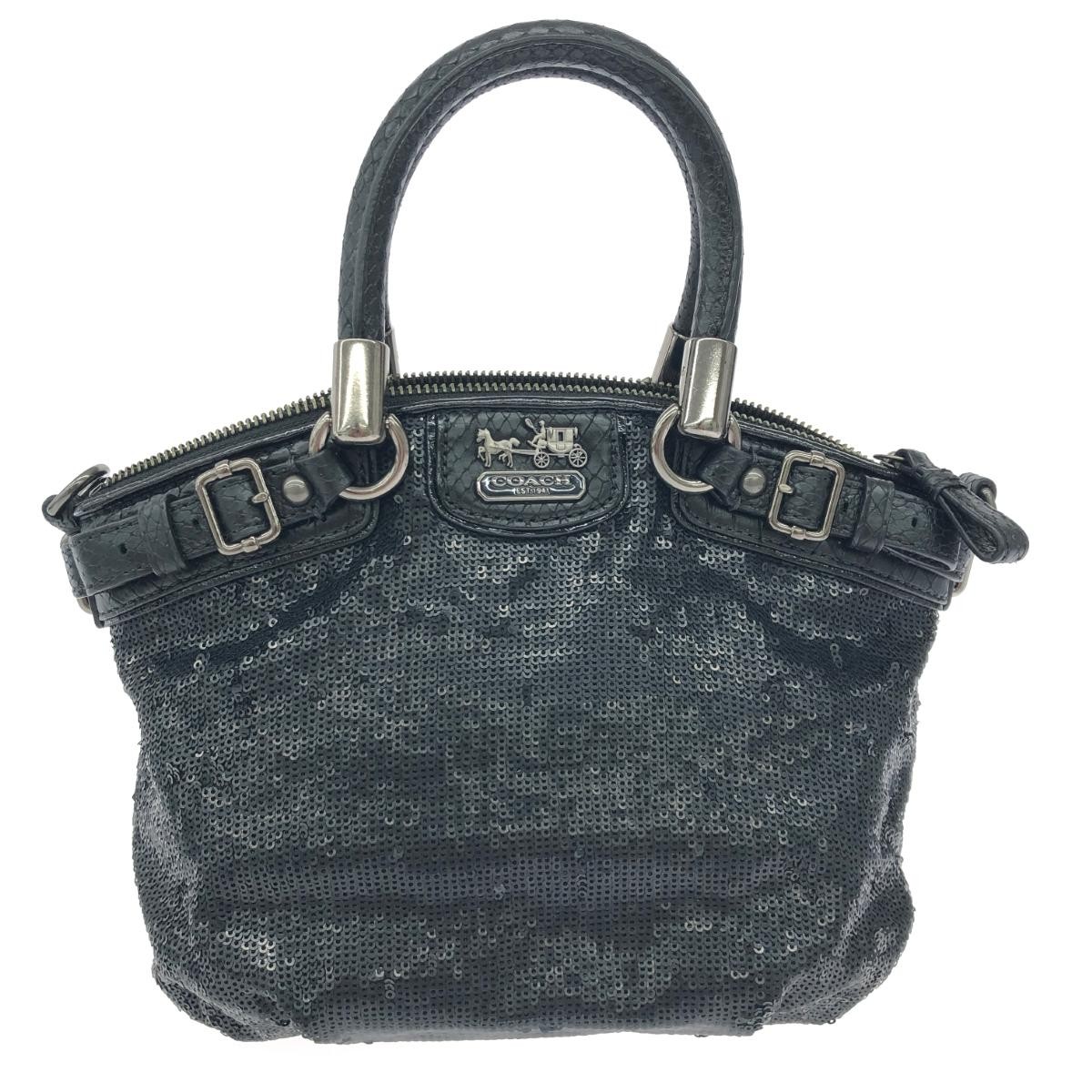 COACH 2WAY Bag Python Embossed x Sequin Black Wom… - image 2
