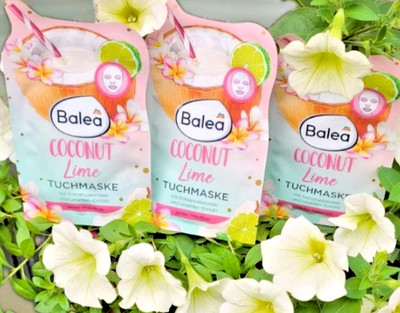 SET 3 Stück Gesichtsmaske Tuch Maske Coconut LIME Balea Zitrone Kokos