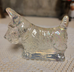 MOSSER Glass SCOTTIE DOG in CRYSTAL CARNIVAL from 2000's
