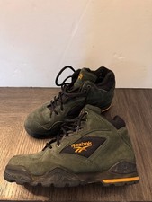 Vintage Reebok Virazon II Leather Hiking Sneakers Shoes 1990s Green Suede SIZE 8