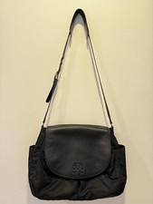 Tory Burch Black Nylon Leather Diaper Shoulder Bag Crossbody