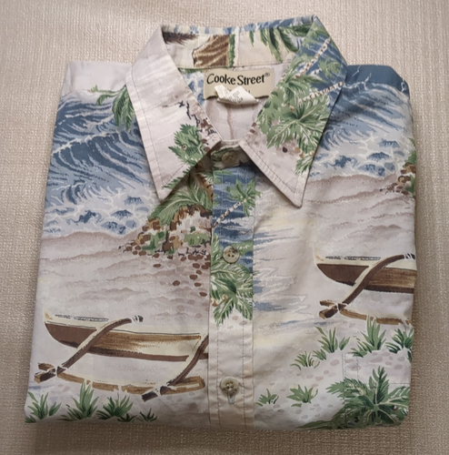 Cooke Street Honolulu Vintage Men's Size Large Hawaiian Button Up Cotton Shirt - Picture 12 of 15