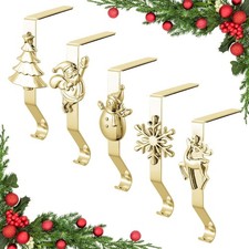 Stocking Holders for Mantle, Set of 5 Christmas Stocking Holders for Fireplace,