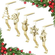 Stocking Holders for Mantle, Set of 5 Christmas Stocking Holders for Fireplace,