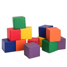 12-Piece 8" PU Foam Big Building Blocks Colorful Soft Blocks Play Set For Kids