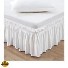 Wrap Around Bed Skirt Three Fabric Sides Elastic Dust Ruffled 14 Inch Tailore...