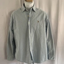VTG Y2K Ralph Lauren Men’s Large Striped Shirt Pony Logo Preppy Ivy Classic Fit