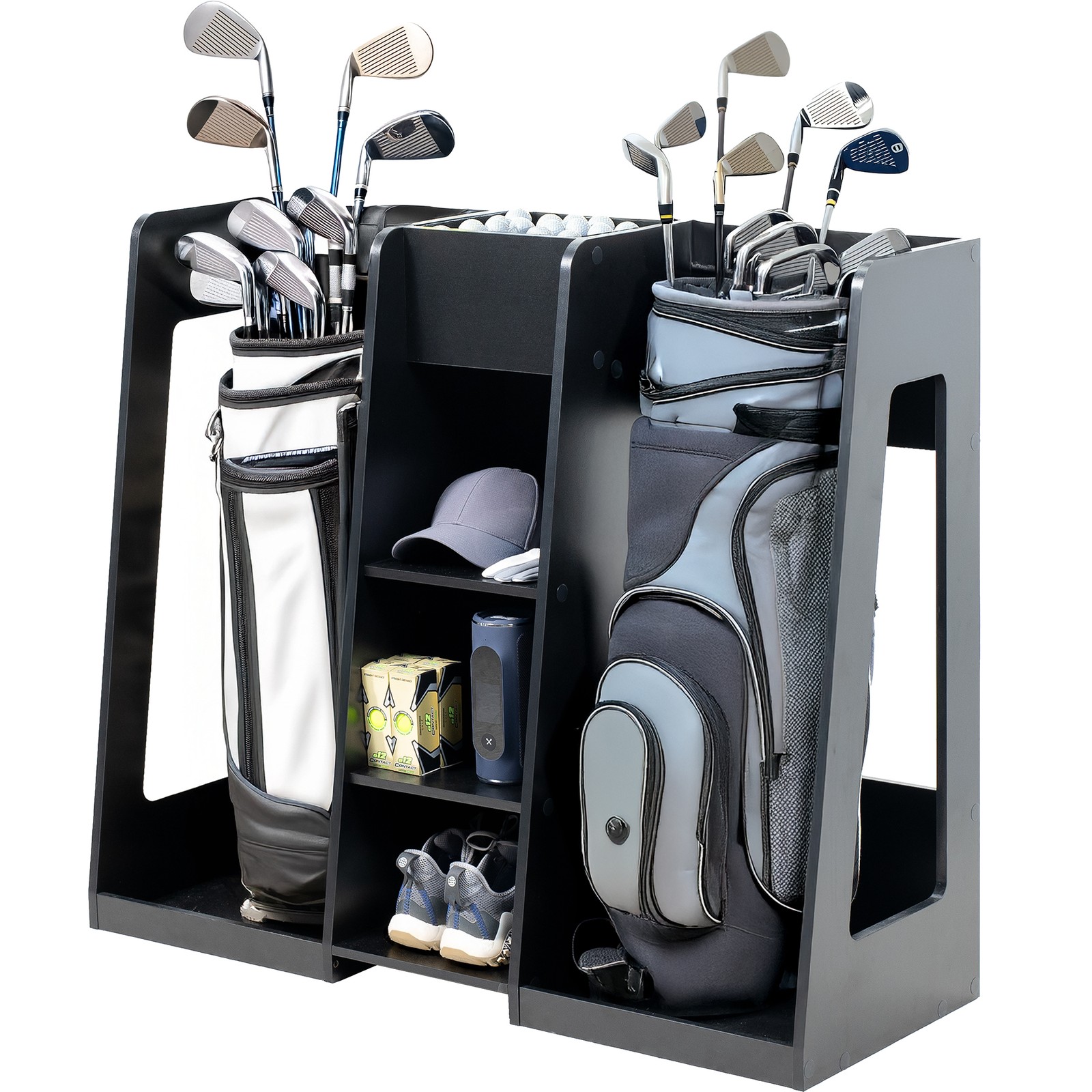 Bag Storage Organizer For 2 Club Bags And Accessories